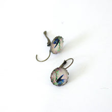 Load image into Gallery viewer, Blue Butterly 14mm Antique Bronze Dangle Earrings