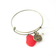 Load image into Gallery viewer, Bronze Aries Bracelet - Red Sea Glass, Swarovski Pearl and Antique Brass - Simple Zodiac Accessory - One Size Fits All - Zodiacharm - Clay Space