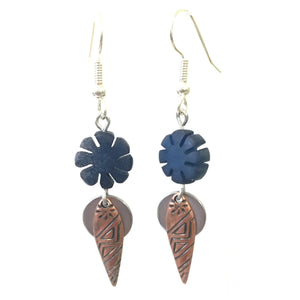 Blue Flower Dangle Earrings