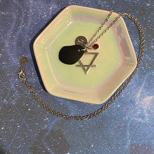 Capricorn Constellation Necklace with Red Sea Glass, Custom Birthstone, and Earth Element