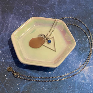 Pisces Constellation Necklace with Purple Sea Glass, Custom Birthstone, and Water Element
