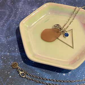 Pisces Constellation Necklace with Purple Sea Glass, Custom Birthstone, and Water Element