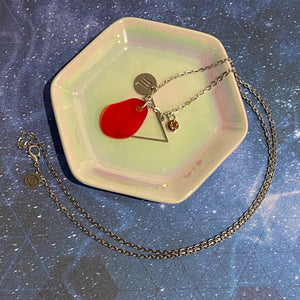 Scorpio Constellation Necklace with Red Sea Glass, Custom Birthstone, and Water Element