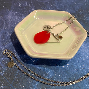Scorpio Constellation Necklace with Red Sea Glass, Custom Birthstone, and Water Element
