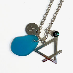 Taurus Constellation Necklace with Turquoise Sea Glass, Custom Birthstone, and Earth Element