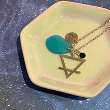 Load image into Gallery viewer, Taurus Constellation Necklace with Turquoise Sea Glass, Custom Birthstone, and Earth Element