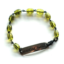 Load image into Gallery viewer, Adventure Awaits Quote Bracelet // Green Glass Bead Bracelet // Motivational Gift