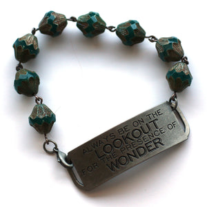 Always be on the lookout for presence of wonder quote bracelet // Perfect Motivational Gift for Her