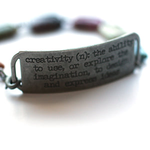 Creativity Definition Bracelet // Perfect Gift for Artist //  Gift under $25