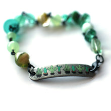 Load image into Gallery viewer, Cute Cactus Bracelet // Vintage Glass Bead Bracelet // Motivational Gift