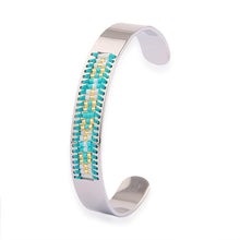 Load image into Gallery viewer, Diamond Shaman&#39;s Eye Turquoise and Gold Seed Tribal Bead Bangle