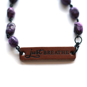 Just Breathe Quote Bracelet // Delicate Beaded Bracelet // Motivational Gift