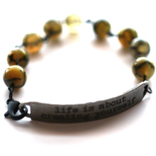 Load image into Gallery viewer, Life is About Creating Yourself Quote Bracelet // Motivational Gift