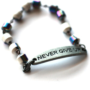 Never Give Up Quote Bracelet // Inspirational Bracelet // Perfect Gift for Her
