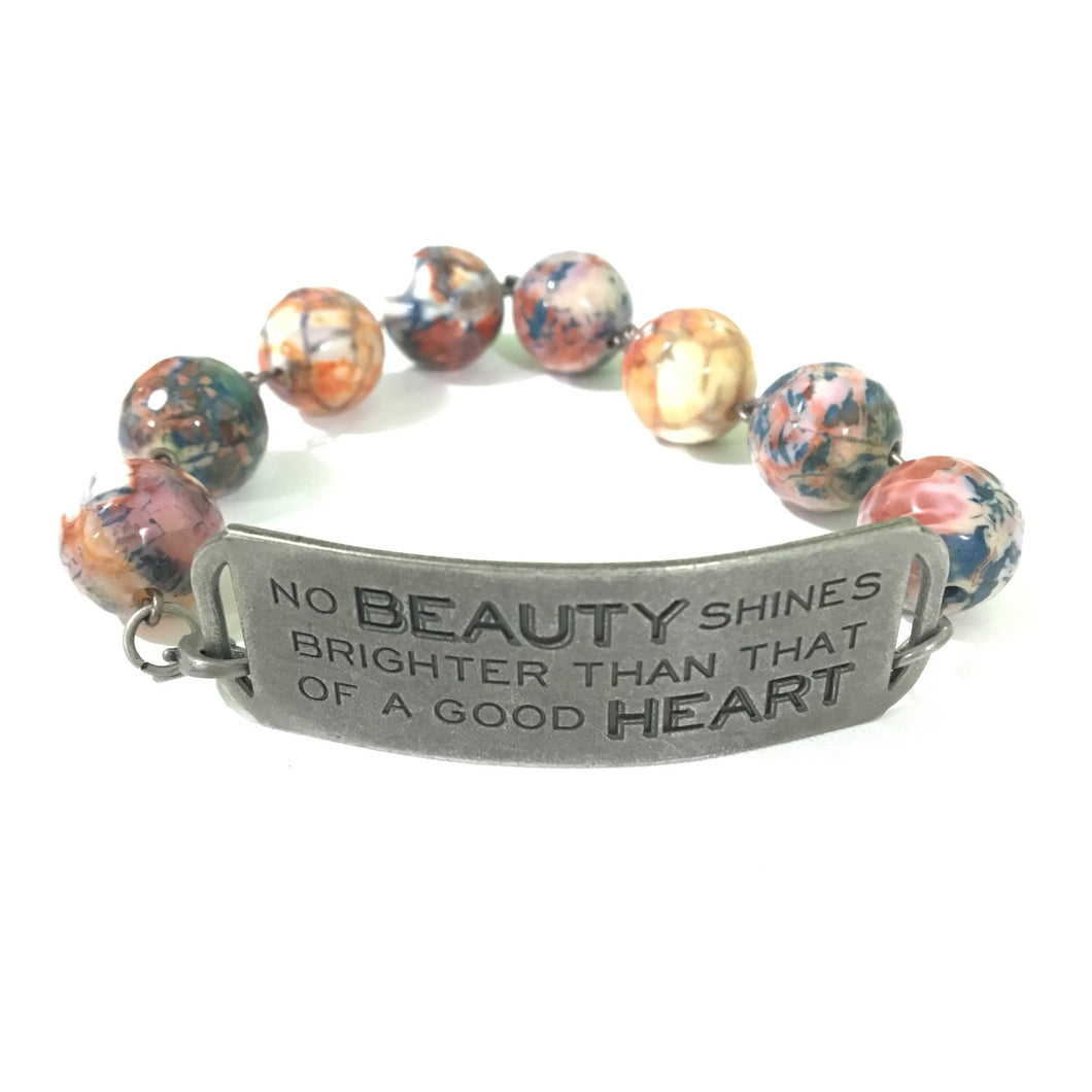 No Beauty Shines Brighter than that of a Kind Heart Quote Bracelet // Motivational Bracelet