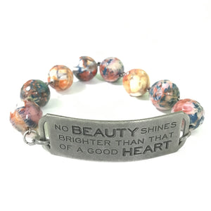 No Beauty Shines Brighter than that of a Kind Heart Quote Bracelet // Motivational Bracelet