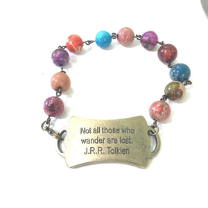 Not All Who Wonder Are Lost Quote Bracelet // Gift for Traveler // One of  Kind Jewelry