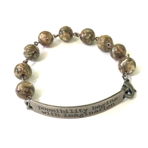 Possibility Begins with Imagination Quote Bracelet // Inspirational Jewelry // Gift for Her