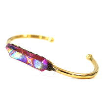 Load image into Gallery viewer, Purple Raw Aurora Crystal 24k Gold Plated Bangle