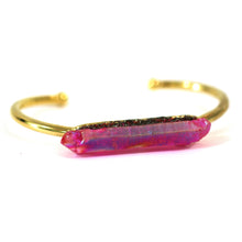Load image into Gallery viewer, Raw Pink Crystal on Gold Plated Bracelet