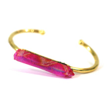 Load image into Gallery viewer, Raw Pink Crystal on Gold Plated Bracelet
