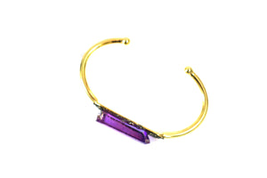 Red Raw Aurora Crystal 24k Gold Plated Bangle