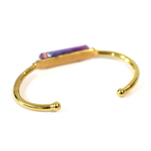 Load image into Gallery viewer, Red Raw Aurora Crystal 24k Gold Plated Bangle