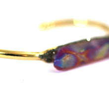 Load image into Gallery viewer, Red Raw Aurora Crystal 24k Gold Plated Bangle