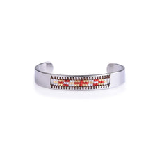 Load image into Gallery viewer, Shaman&#39;s Eye Diamond Red and Gold Seed Tribal Bead Bangle