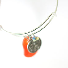Load image into Gallery viewer, Silver Cancer Bracelet - Orange Sea Glass, Swarovski Teardrop and Antique Silver - Simple Zodiac Accessory - One Size Fits All - Zodiacharm - Clay Space