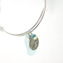 Load image into Gallery viewer, Silver Capricorn Bracelet - Light Blue Sea Glass, Swarovski Teardrop and Antique Silver - Simple Zodiac Accessory - One Size Fits All - Zodiacharm - Clay Space