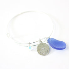 Load image into Gallery viewer, Silver Gemini Bracelet - Blue Sea Glass, Swarovski Teardrop and Antique Silver - Simple Zodiac Accessory - One Size Fits All - Zodiacharm - Clay Space