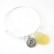 Load image into Gallery viewer, Silver Leo Bracelet - Yellow Sea Glass, Swarovski Teardrop and Antique Silver - Simple Zodiac Accessory - One Size Fits All - Zodiacharm - Clay Space