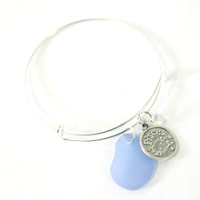 Load image into Gallery viewer, Silver Pisces Bracelet - Blue Sea Glass, Swarovski Teardrop and Antique Silver - Simple Zodiac Accessory - One Size Fits All - Zodiacharm - Clay Space