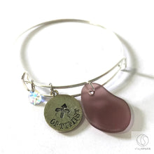 Load image into Gallery viewer, Silver Sagittarius Bracelet - Purple Sea Glass, Swarovski Teardrop and Antique Silver - Simple Zodiac Accessory - One Size Fits All - Zodiacharm - Clay Space