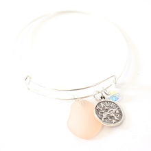 Load image into Gallery viewer, Silver Taurus Bracelet - Pink Sea Glass, Swarovski Teardrop and Antique Silver - Simple Zodiac Accessory - One Size Fits All - Zodiacharm - Clay Space