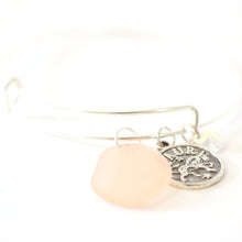 Load image into Gallery viewer, Silver Taurus Bracelet - Pink Sea Glass, Swarovski Teardrop and Antique Silver - Simple Zodiac Accessory - One Size Fits All - Zodiacharm - Clay Space