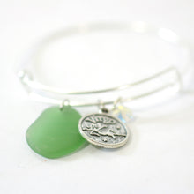 Load image into Gallery viewer, Silver Virgo Bracelet - Green Sea Glass, Swarovski Teardrop and Antique Silver - Simple Zodiac Accessory - One Size Fits All - Zodiacharm - Clay Space