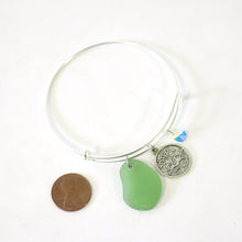 Load image into Gallery viewer, Silver Virgo Bracelet - Green Sea Glass, Swarovski Teardrop and Antique Silver - Simple Zodiac Accessory - One Size Fits All - Zodiacharm - Clay Space