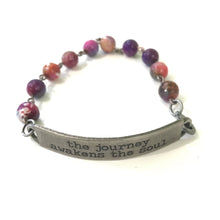 Load image into Gallery viewer, The Journey Awakens the Soul Quote Bracelet // Meditative Gift // Perfect Gift for Meditator