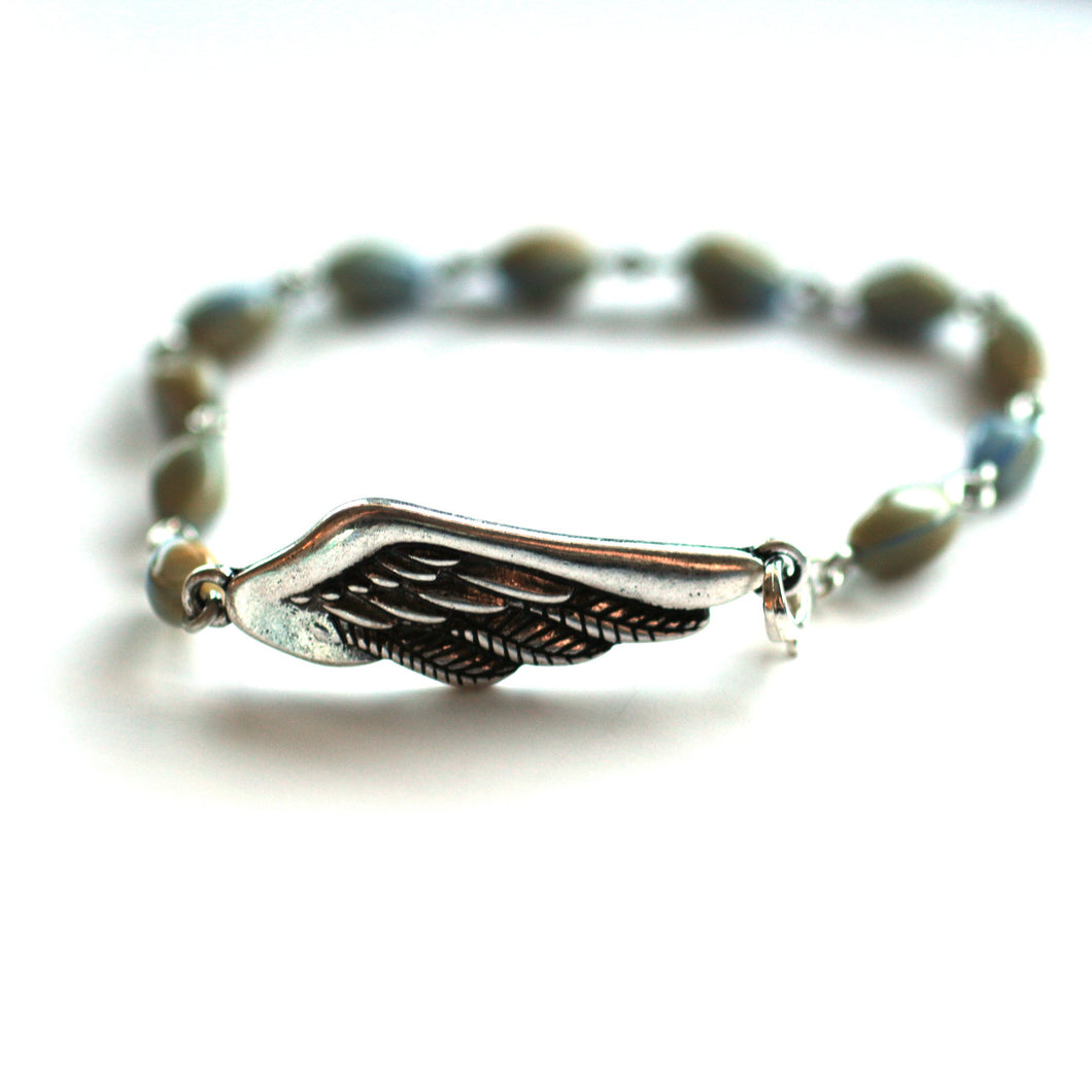 Wing Bracelet // Delicate Gemstone Bead Bracelet // Motivational Gift