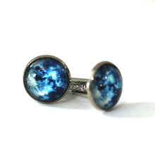Load image into Gallery viewer, Blue Moon 16mm Glass Dome Cufflinks // Perfect Wedding Gift for Groom