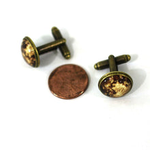 Load image into Gallery viewer, Brown Moon 16mm Antique Bronze Cuff Links