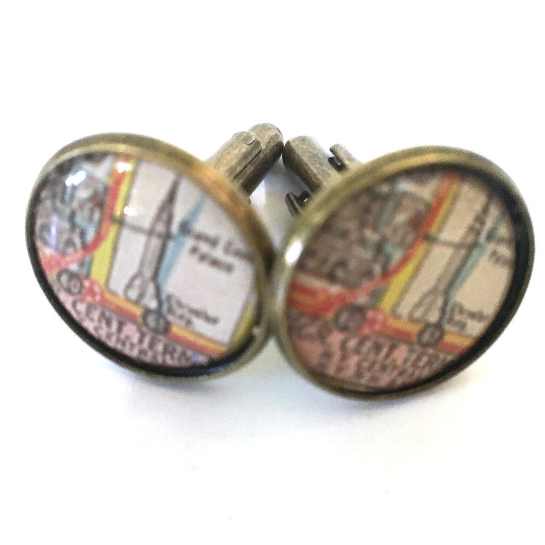Grand Central Palace Vintage Map Cufflinks