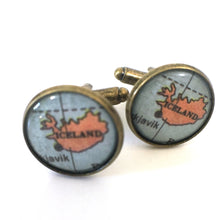 Load image into Gallery viewer, Iceland Vintage Map Cufflinks