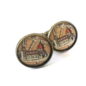 Santa Maria Cathedral Florence Italy Vintage Map Cufflinks