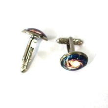 Load image into Gallery viewer, Spiral Galaxy 16mm Glass Dome Cabochon Cuff Links