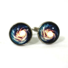 Load image into Gallery viewer, Spiral Galaxy 16mm Glass Dome Cabochon Cuff Links