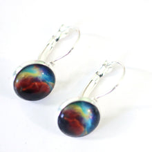 Load image into Gallery viewer, Aurora Nebula 10mm Glass Dome Cabochon Post Earrings // Gift Under $25