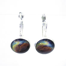 Load image into Gallery viewer, Aurora Nebula 10mm Glass Dome Cabochon Post Earrings // Gift Under $25